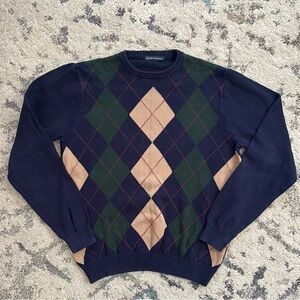 Brandy Melville V Neck Casey Argyle Knit Sweater